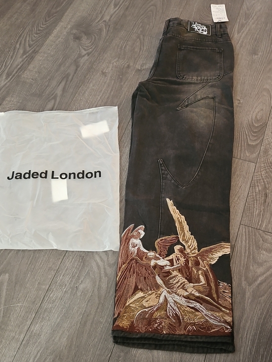 Jaded London Other - Jaded London Black Jeans with Brown & Tan Embroidered Angel Motif